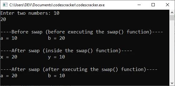 c++ call by reference example