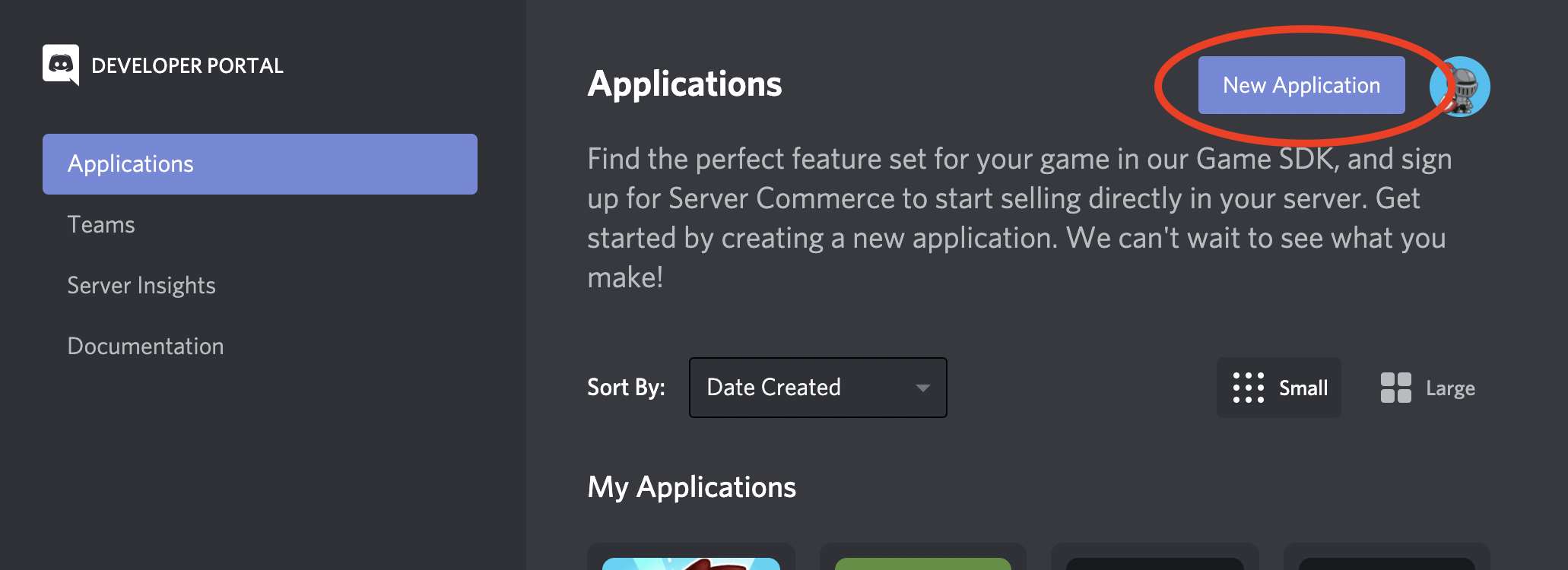 Click on New Application
