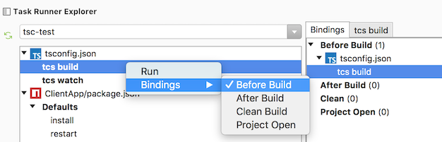 Task Runner Explorer Before Build binding added Task Runner Explorer Before Build binding added