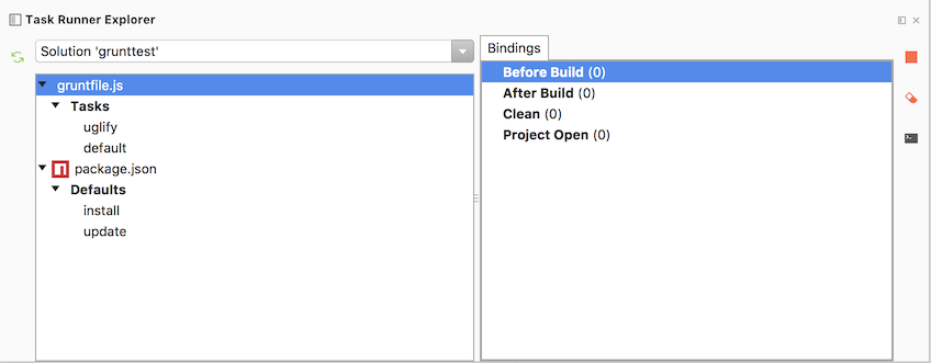 Task Runner Explorer window Task Runner Explorer Window