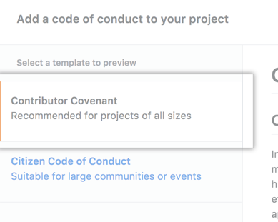 Selection of a code of conduct template
