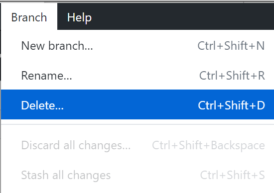 Delete... option in the Branch menu