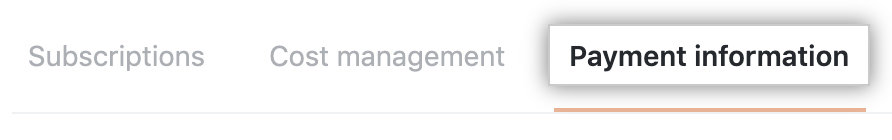 Payment information tab