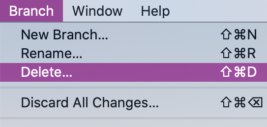 Delete... option in the Branch menu