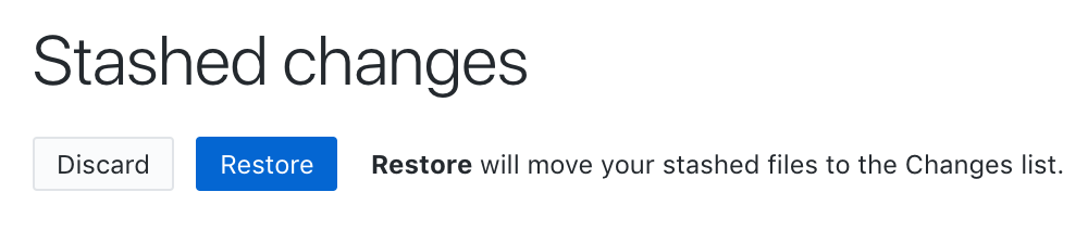 Discard or Restore stashed changes