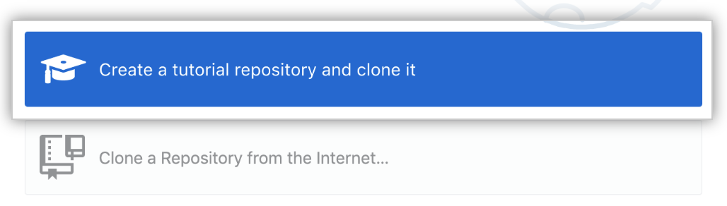 Create and clone a tutorial repository button