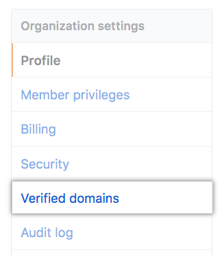 Verified domains button