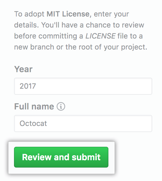 Review and submit button