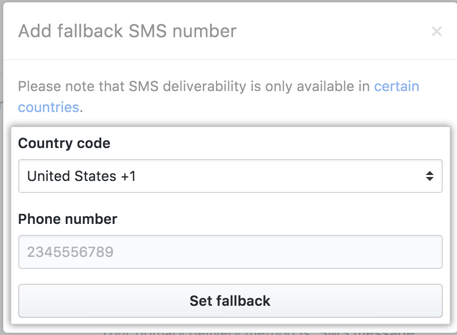 Set fallback SMS number