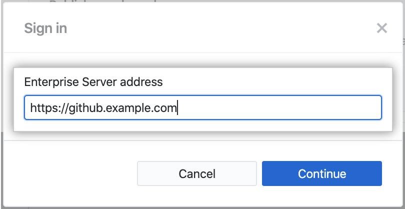 Botão Sign In (Entrar) do GitHub Enterprise