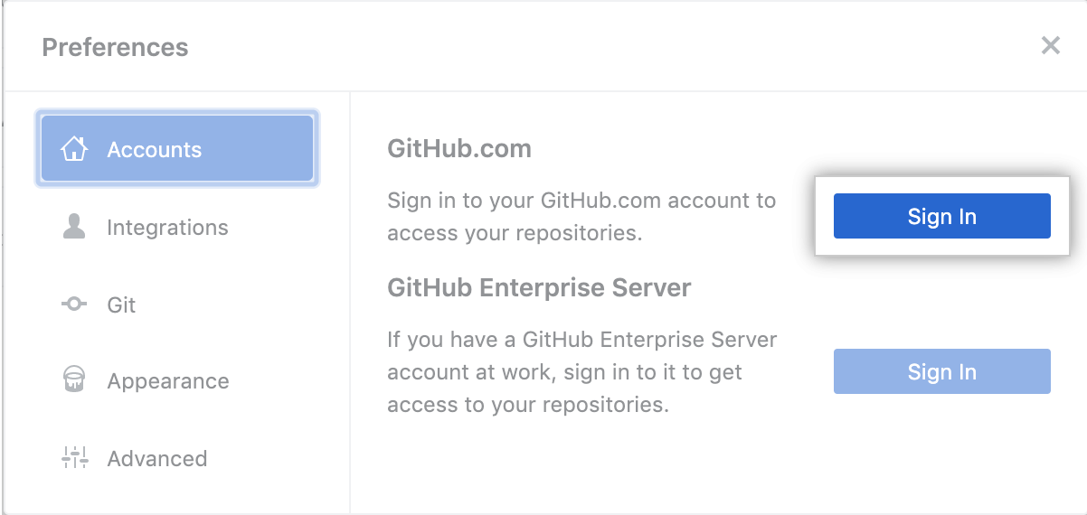 Botão Sign In (Entrar) do GitHub