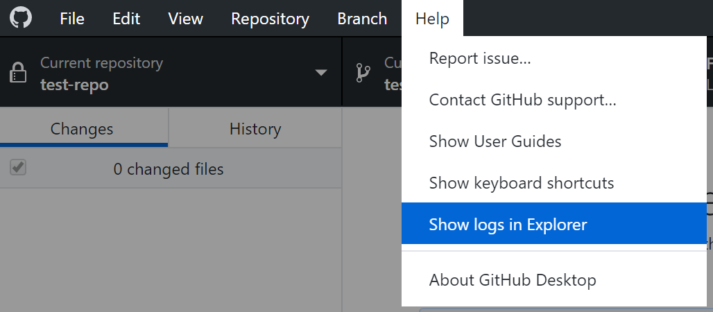 O botão Mostrar Logs no Explorer