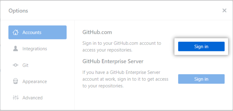 Botão Sign In (Entrar) do GitHub
