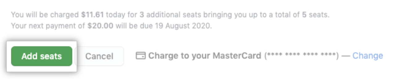 Add seats button