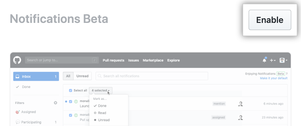Enable button in feature preview