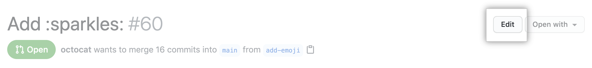 Botão de edição Pull request