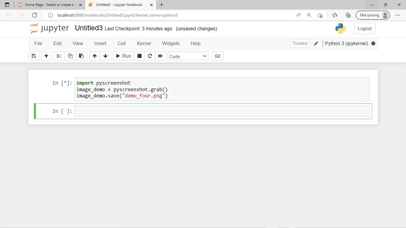 Captura de pantalla de Python usando Pyscreenshot Salida de pantalla completa