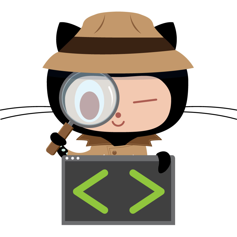 The 'inspectocat', a cartoon of an octocat wearing a trenchcoat and holding a magnifying glass