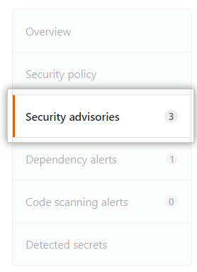 Registerkarte „Security advisories" (Sicherheitshinweise)