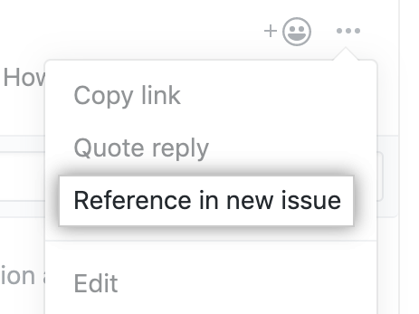 Menüpunkt „Reference in new issue" (Referenz im neuen Issue)