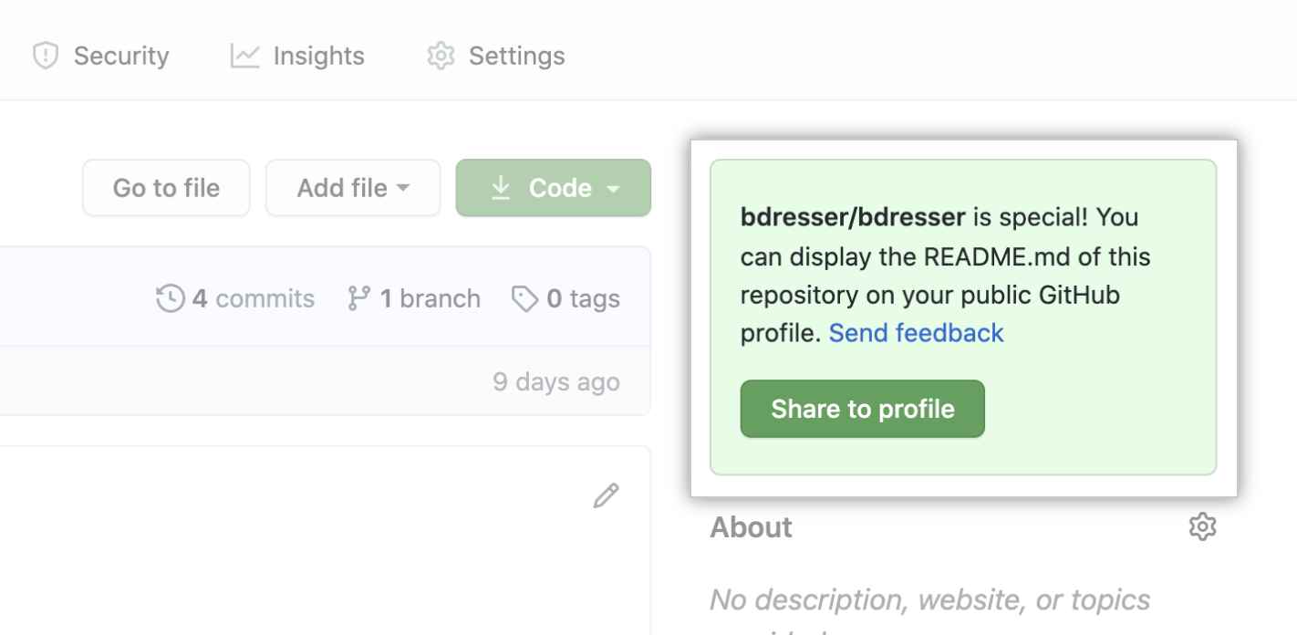 Botón para compartir el README en el perfil