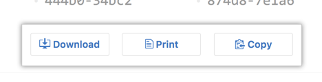 Buttons to download, print, or copy your recovery codes