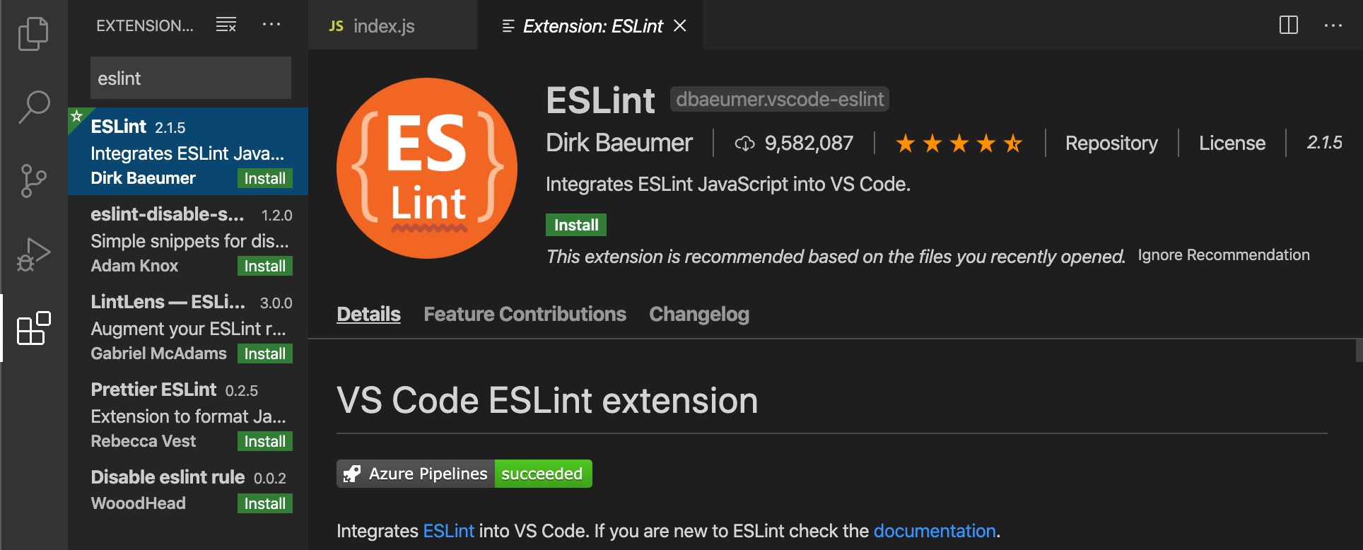 ESLint extension