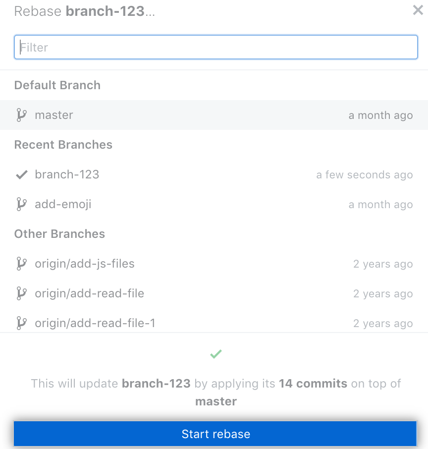 Start rebase button