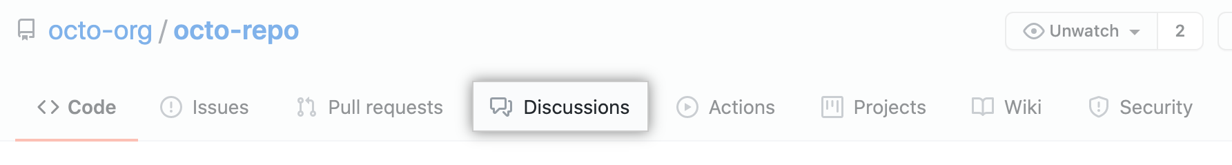 "Discussions" tab for a repository