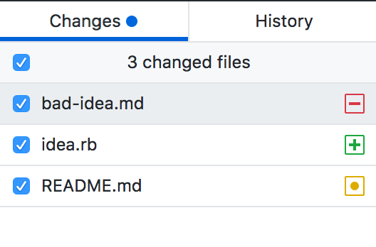 Select checkbox to commit all changed files