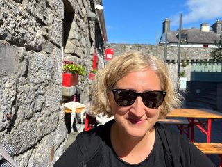 Checked in at Ard Bia at Nimmos. Breakfast at the Spanish Arch — with Jessica