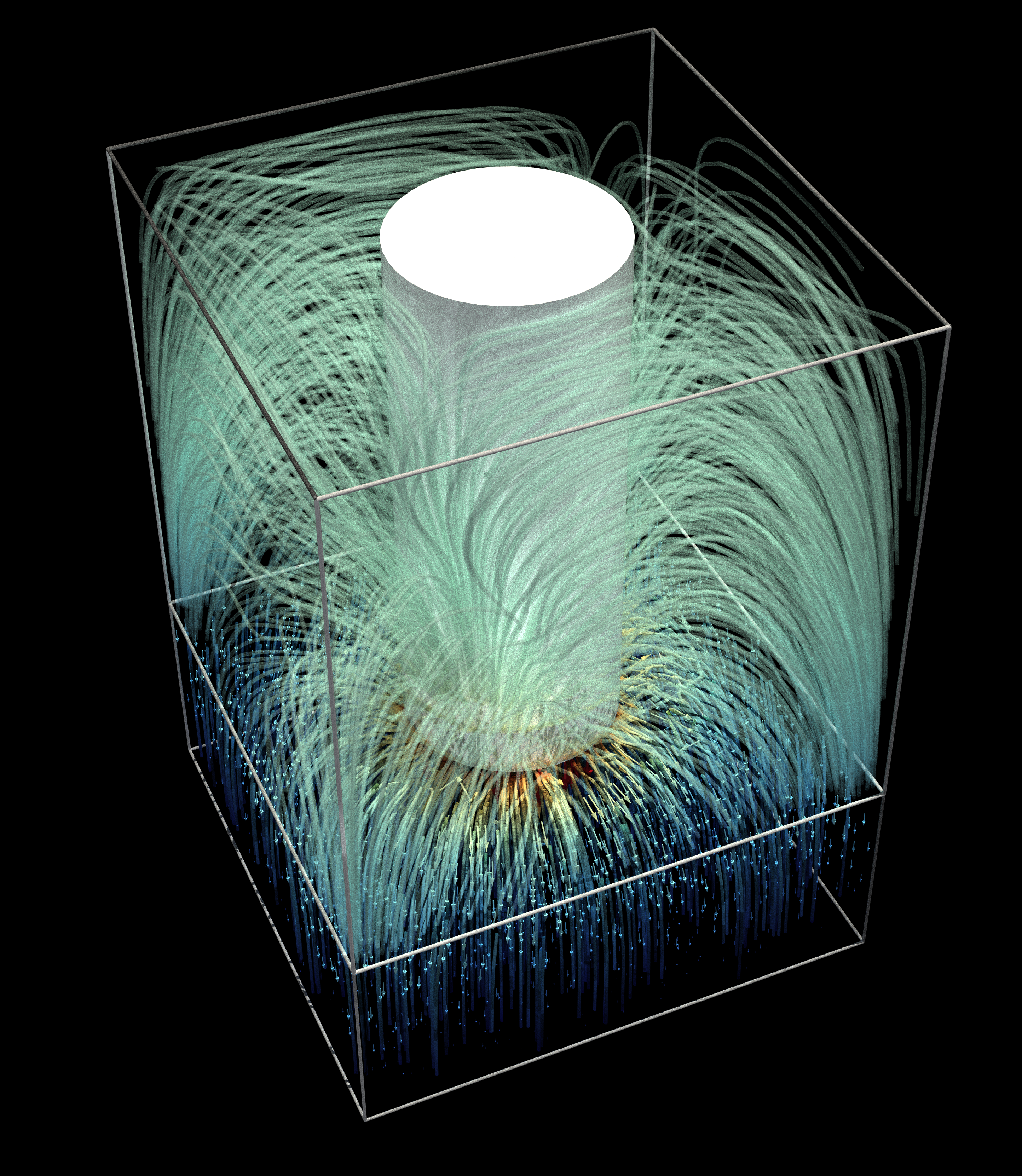 lines radiating in all directions out of a column