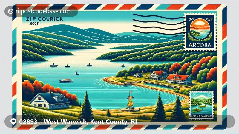 West Warwick, RI illustration, zip code 02893, featuring Arcadia Wildlife Sanctuary.