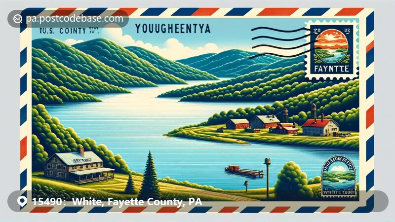 White, PA illustration, zip code 15490, Youghiogheny River Lake.